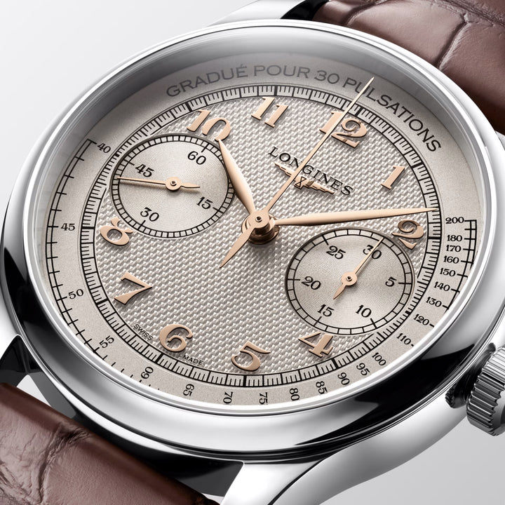Longines orologio Master Collection Chrono Monopusher 41mm avorio manuale acciaio L2.960.4.78.2
