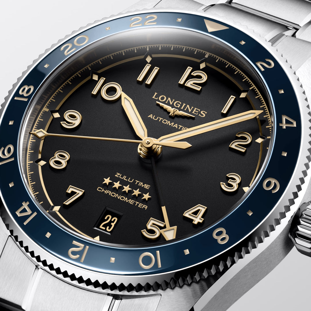 Longines orologio Spirit Zulu Time 39mm antracite automatico acciaio L3.802.4.60.6