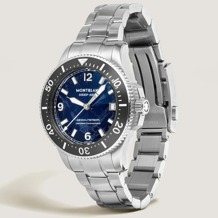 Montblanc orologio Iced Sea 0 Oxygen Deep 4810 43mm blu automatico titanio 135634