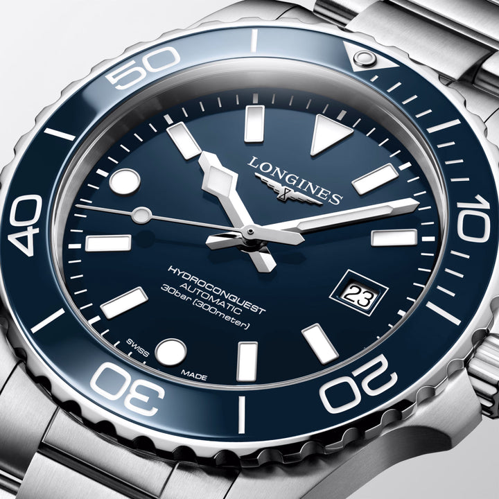 Longines orologio Hydroconquest 42mm blu automatico acciaio L3.788.4.96.6