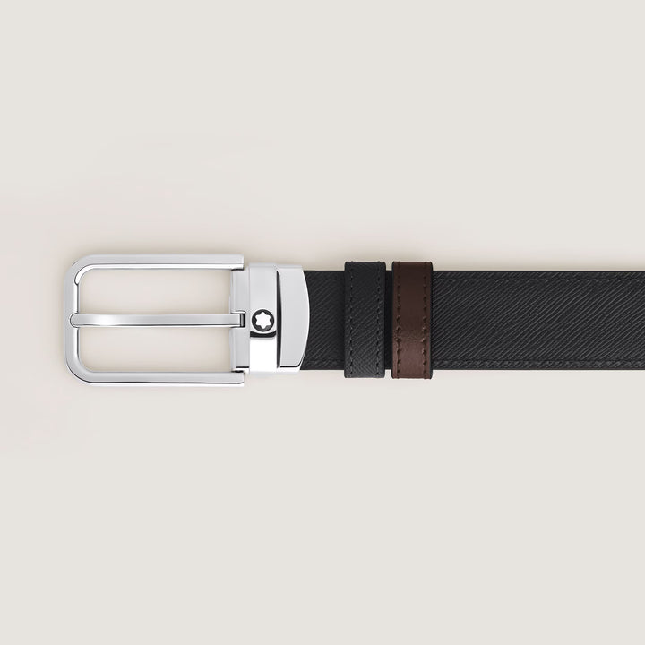 Montblanc reversible belt 30 mm black/ebony Sartorial leather rectangular buckle 223413