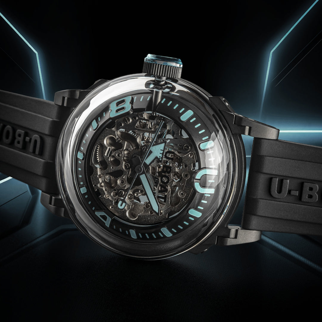 U-BOAT orologio U-65 44mm turchese automatico acciaio finitura PVD nero 3348