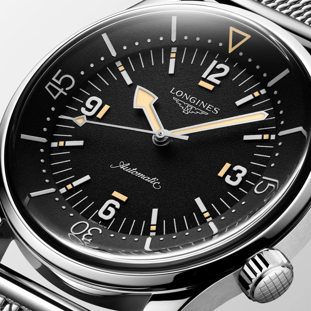 Longines orologio Legend Diver 59 42mm nero automatico acciaio L3.795.4.59.9