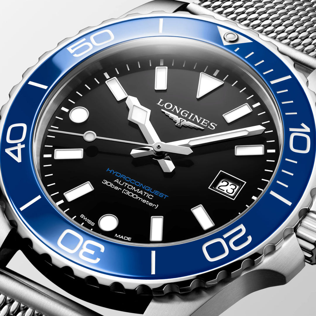 Longines orologio Hydroconquest 42mm nero automatico acciaio L3.788.4.90.6