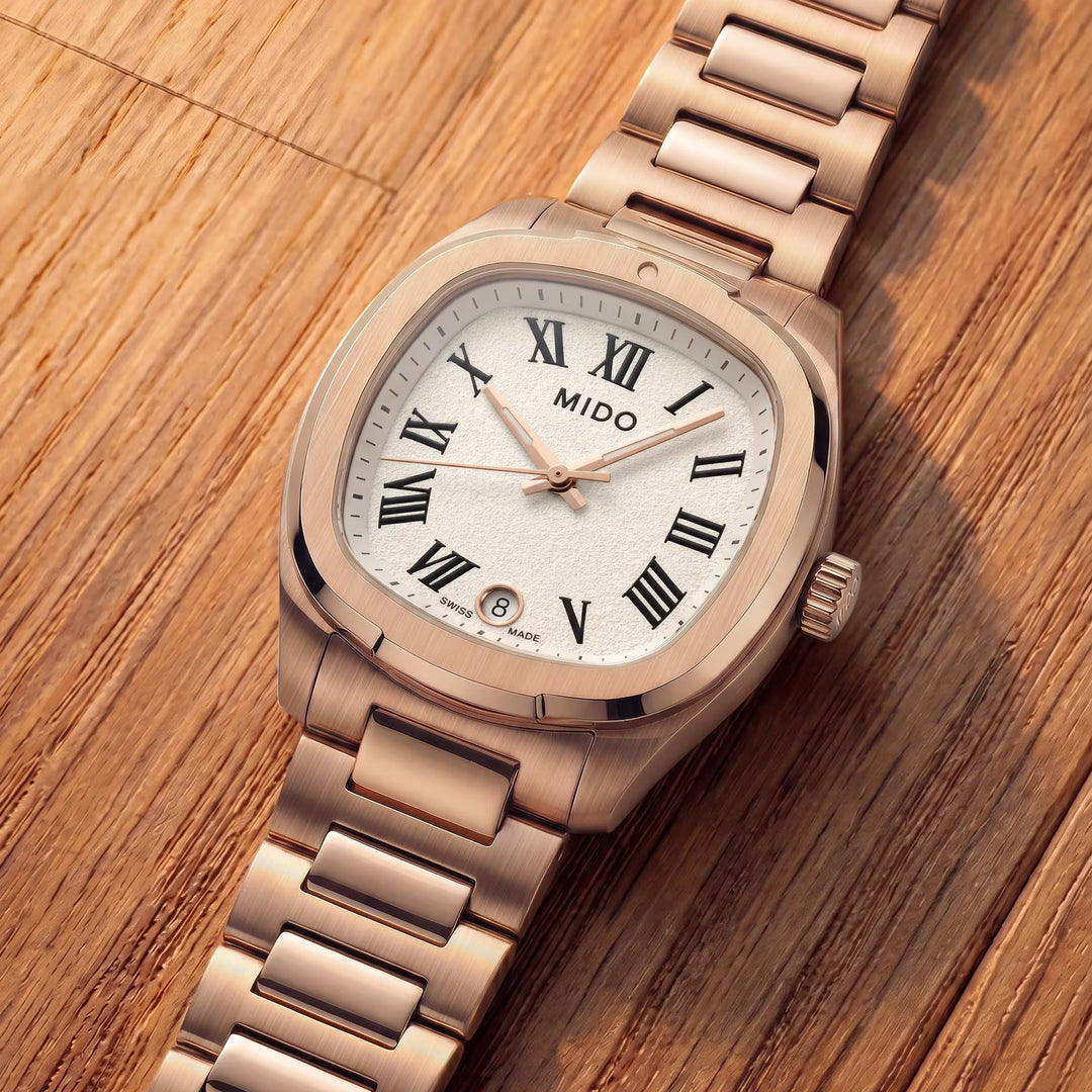 Mido orologio Multifort TV 28mm avorio quarzo acciaio PVD oro rosa M049.110.33.263.00