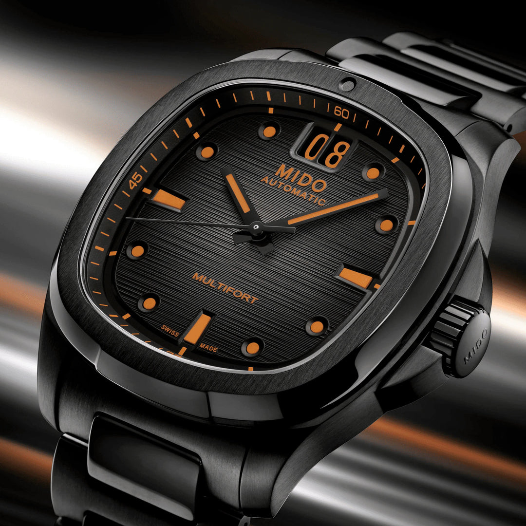 Mido orologio Multifort TV Big Date 40mm grigio automatico acciaio finitura PVD nero M049.526.33.081.00
