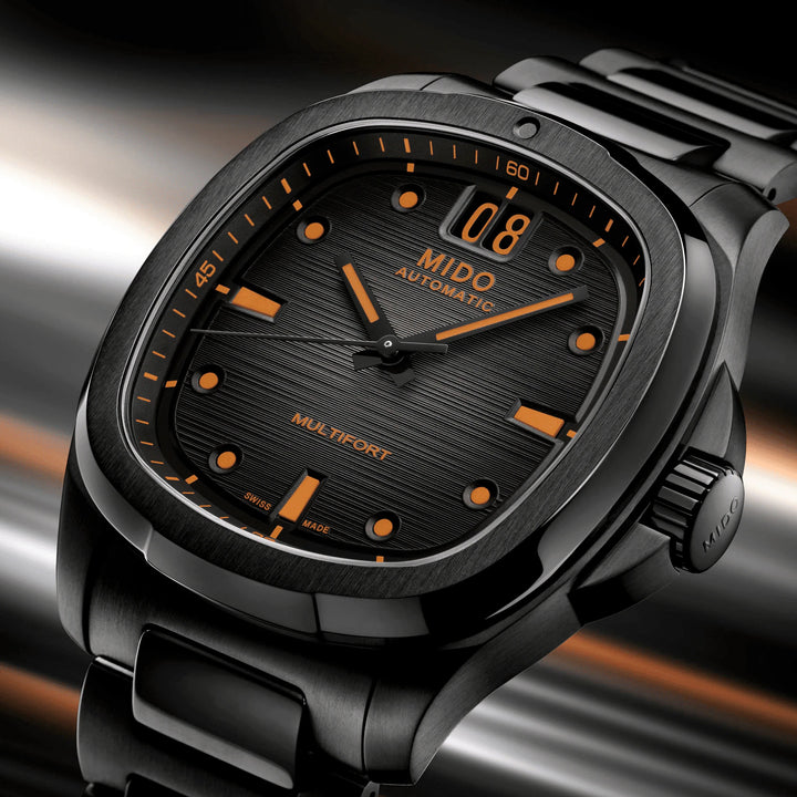 Mido orologio Multifort TV Big Date 40mm grigio automatico acciaio finitura PVD nero M049.526.33.081.00