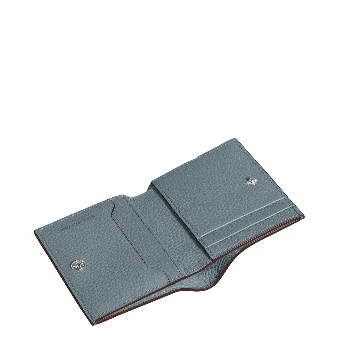 Montblanc portafoglio mini 4 tasche pelle grana blu ghiaccio 222997
