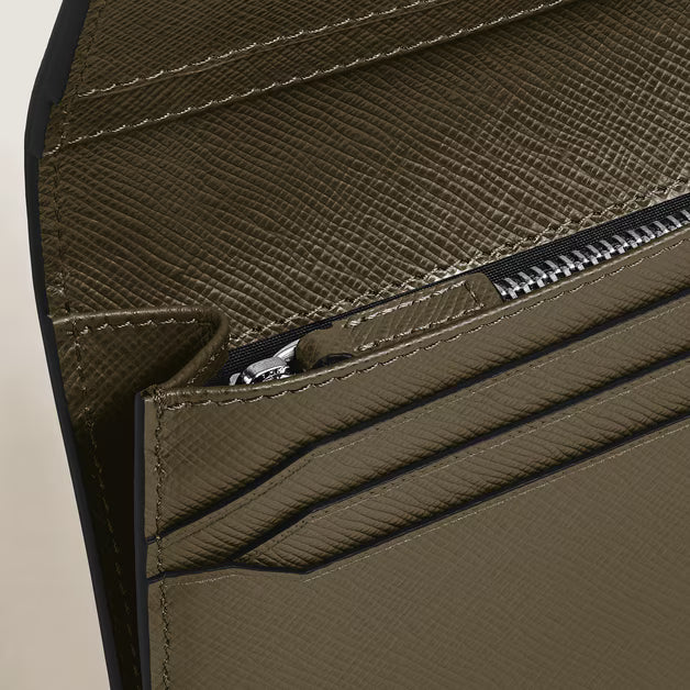 Montblanc portafoglio lungo 14 tasche pelle Sartorial kaki 221364
