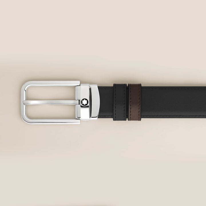 Montblanc cintura reversibile 30 mm pelle Meisterstück fibbia rettangolare 223405