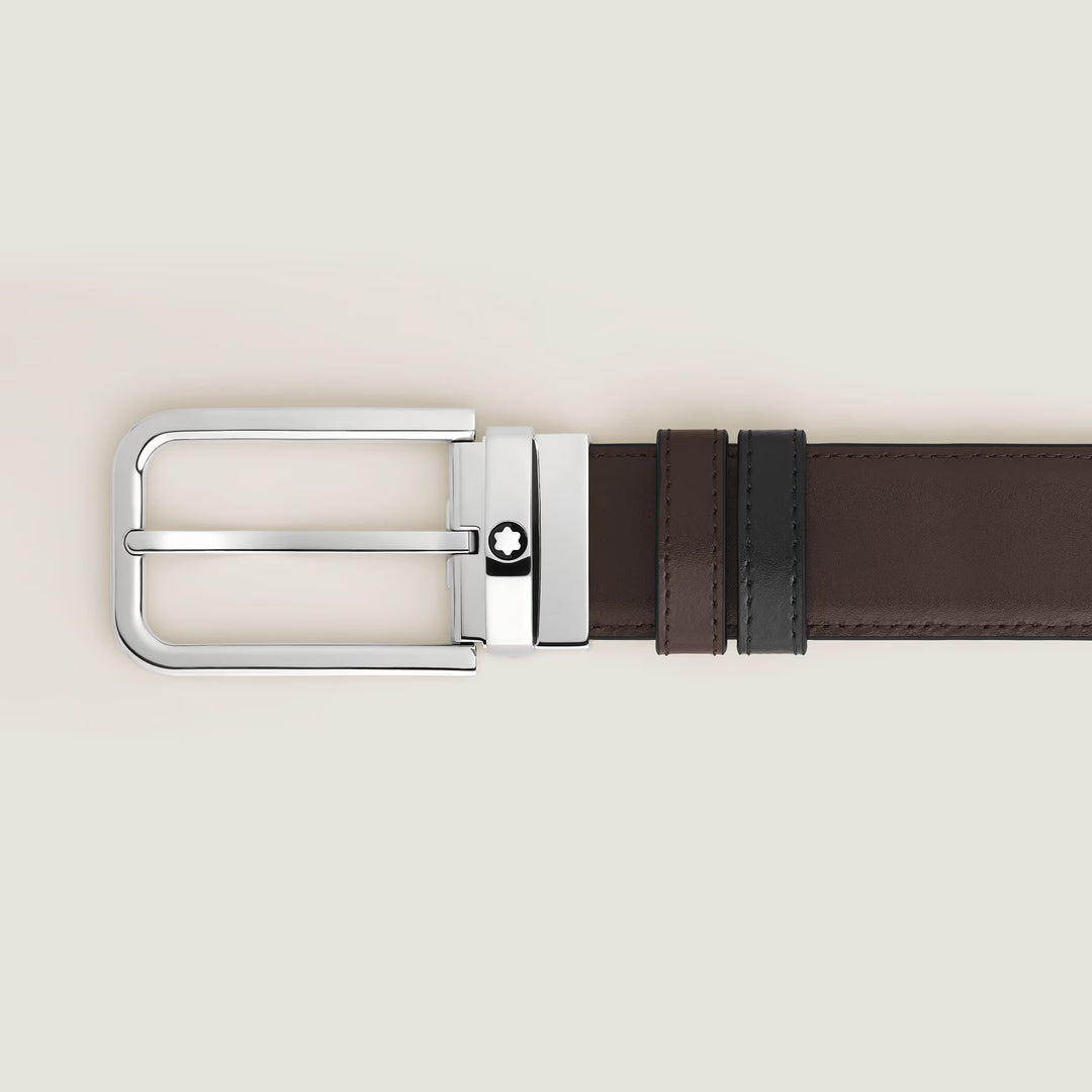 Montblanc cintura reversibile 35 mm pelle Meisterstück fibbia rettangolare 223407