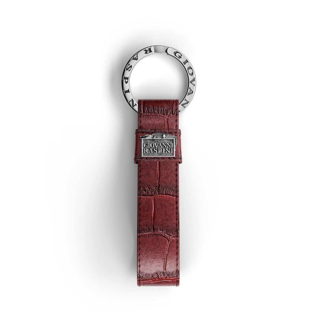 Giovanni Raspini portachiavi pelle croco borgogna Argento 925