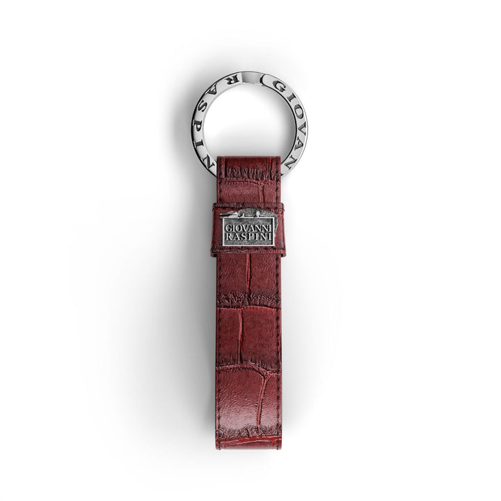 Giovanni Raspini portachiavi pelle croco borgogna Argento 925