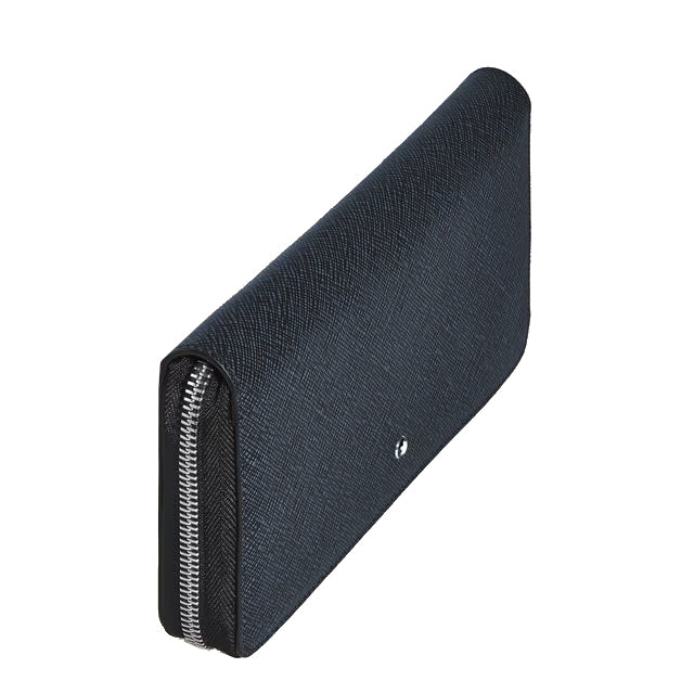 Montblanc portafoglio 12 scomparti con cerniera Sartorial tweed blu 220365