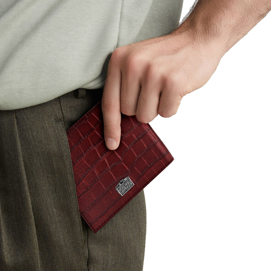 Giovanni Raspini portafoglio pelle croco borgogna argento 925 L0031