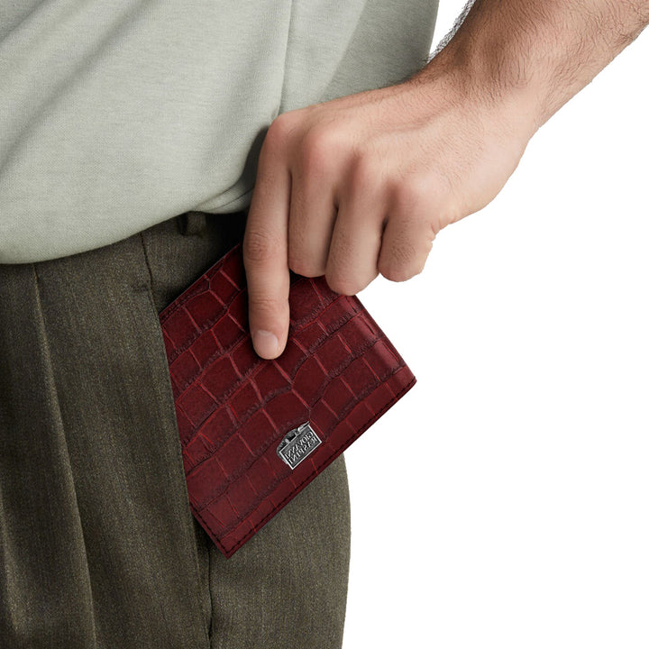 Giovanni Raspini portafoglio pelle croco borgogna argento 925 L0031