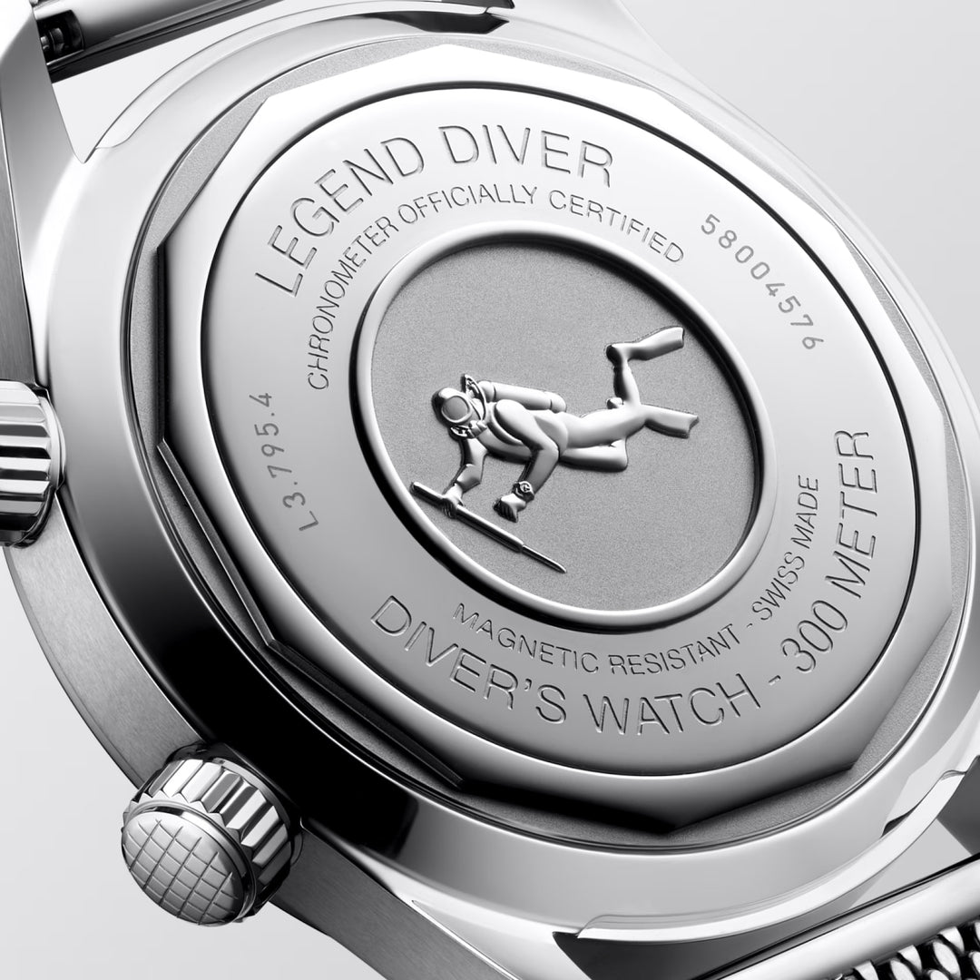 Longines orologio Legend Diver 59 42mm nero automatico acciaio L3.795.4.59.9