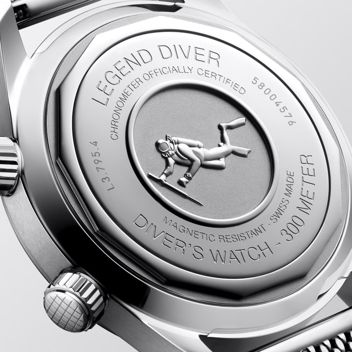 Longines orologio Legend Diver 59 42mm nero automatico acciaio L3.795.4.59.9