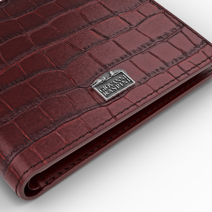 Giovanni Raspini portafoglio pelle croco borgogna argento 925 L0031
