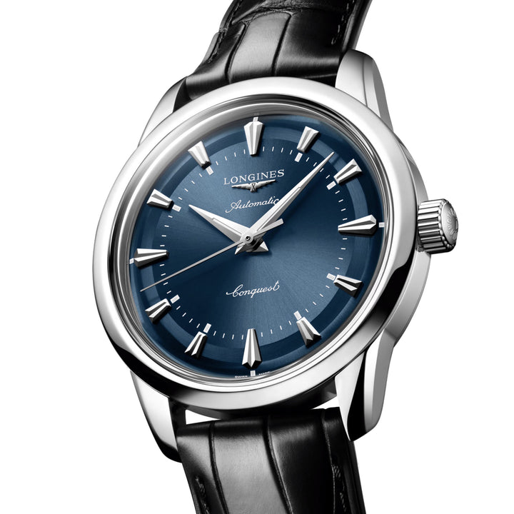 Longines orologio Conquest Heritage 38mm blu automatico acciaio L1.649.4.92.2,