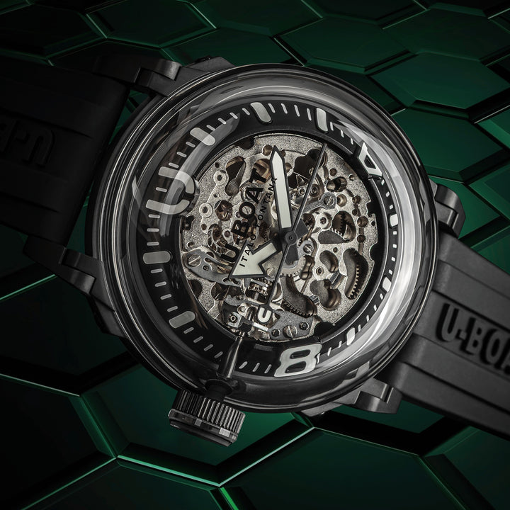 U-BOAT orologio U-65 44mm bianco automatico acciaio finitura PVD nero 3349