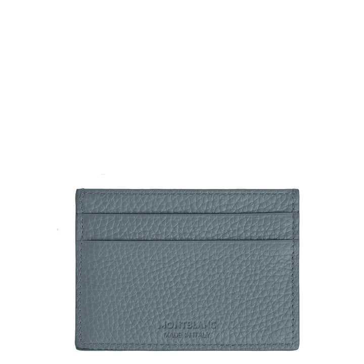 Montblanc portacarte 5 Tasche pelle grana blu ghiaccio 223033
