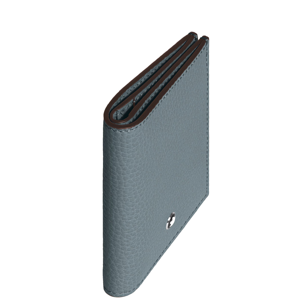 Montblanc portafoglio mini 4 tasche pelle grana blu ghiaccio 222997