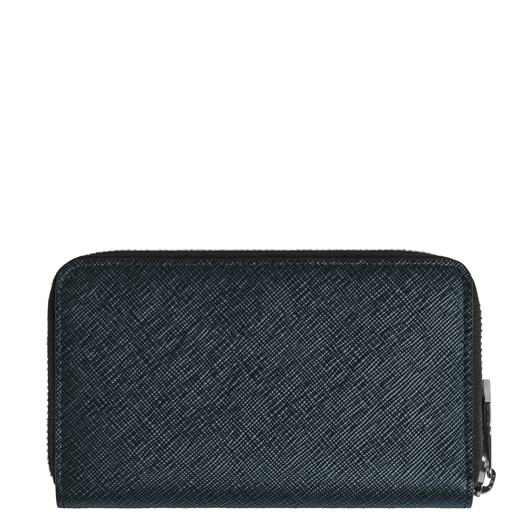 Montblanc portafoglio 12 scomparti con cerniera medio Sartorial tweed blu 220362