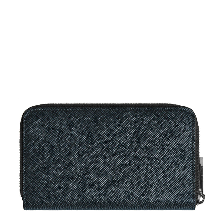 Montblanc portafoglio 12 scomparti con cerniera medio Sartorial tweed blu 220362