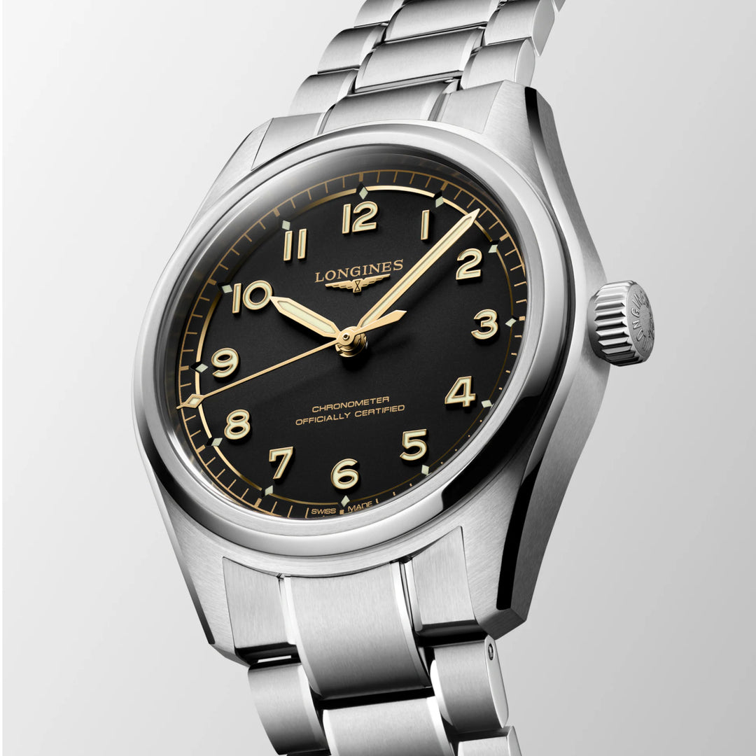 Longines orologio Spirit Pilot 39mm nero automatico L3.809.4.53.6