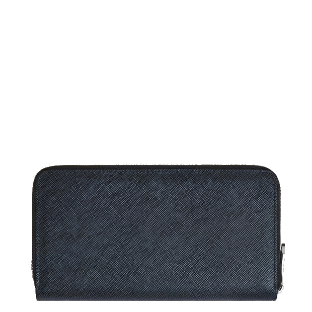 Montblanc portafoglio 12 scomparti con cerniera Sartorial tweed blu 220365