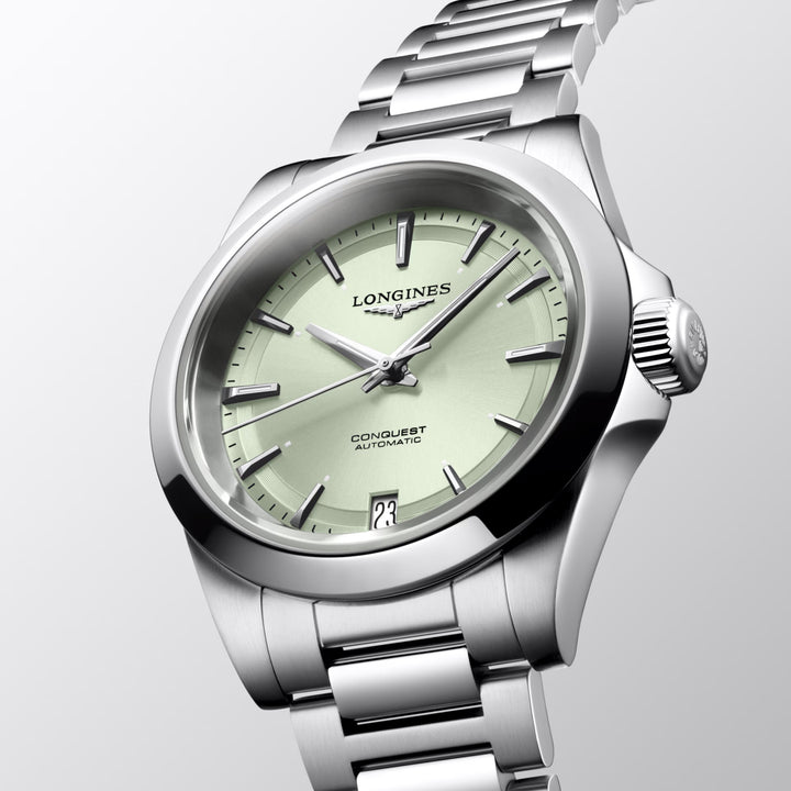 Longines orologio Conquest 34mm verde automatico acciaio L3.430.4.02.6