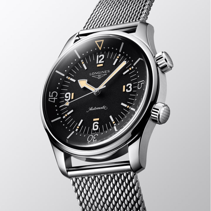 Longines orologio Legend Diver 59 42mm nero automatico acciaio L3.795.4.59.9
