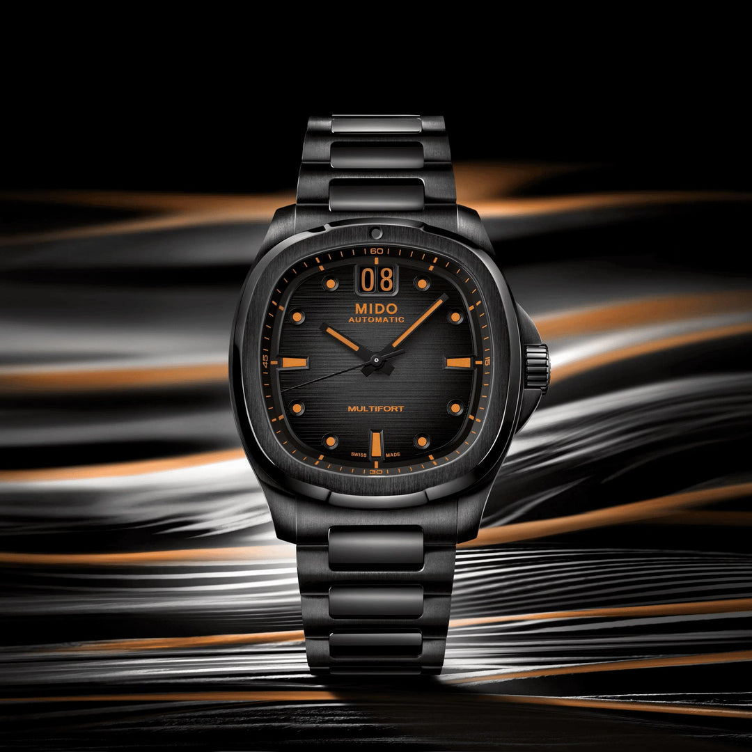 Mido orologio Multifort TV Big Date 40mm grigio automatico acciaio finitura PVD nero M049.526.33.081.00