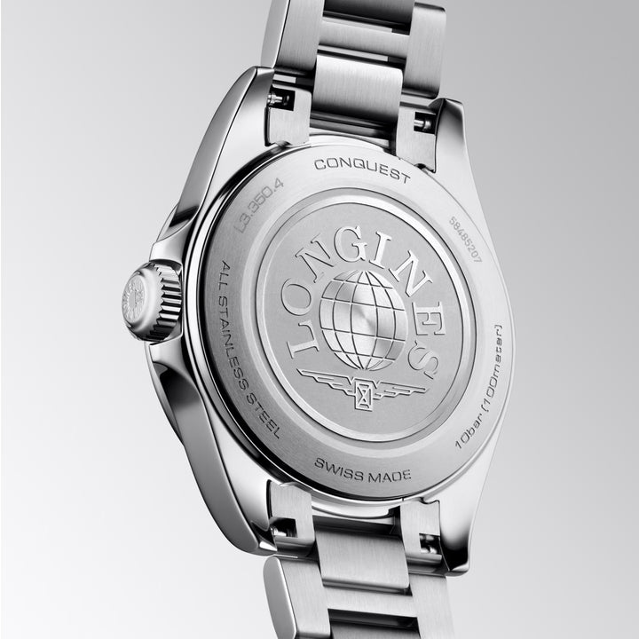 Longines orologio Conquest 30mm madreperla diamanti quarzo acciaio L3.350.4.87.6