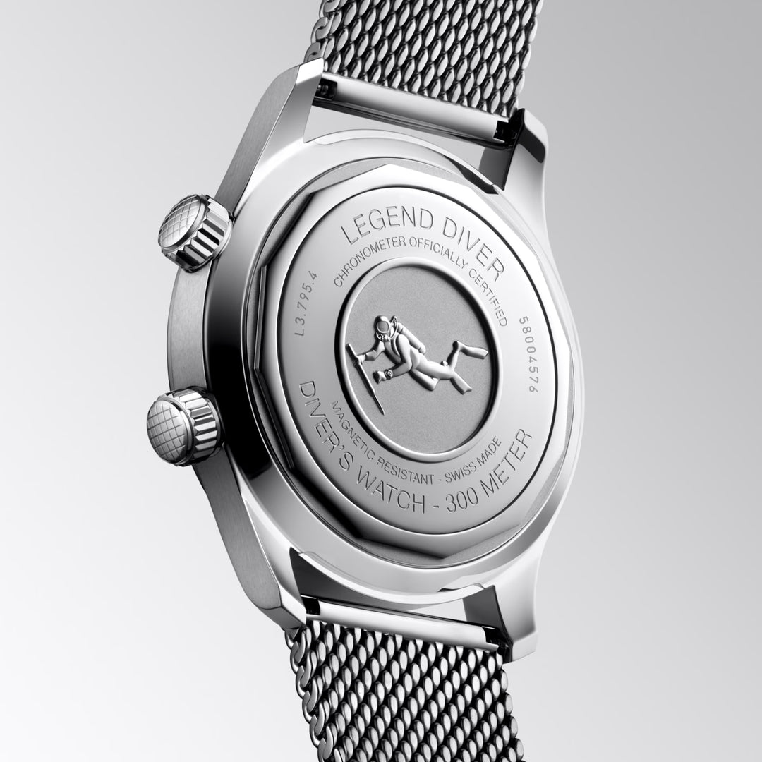 Longines orologio Legend Diver 59 42mm nero automatico acciaio L3.795.4.59.9