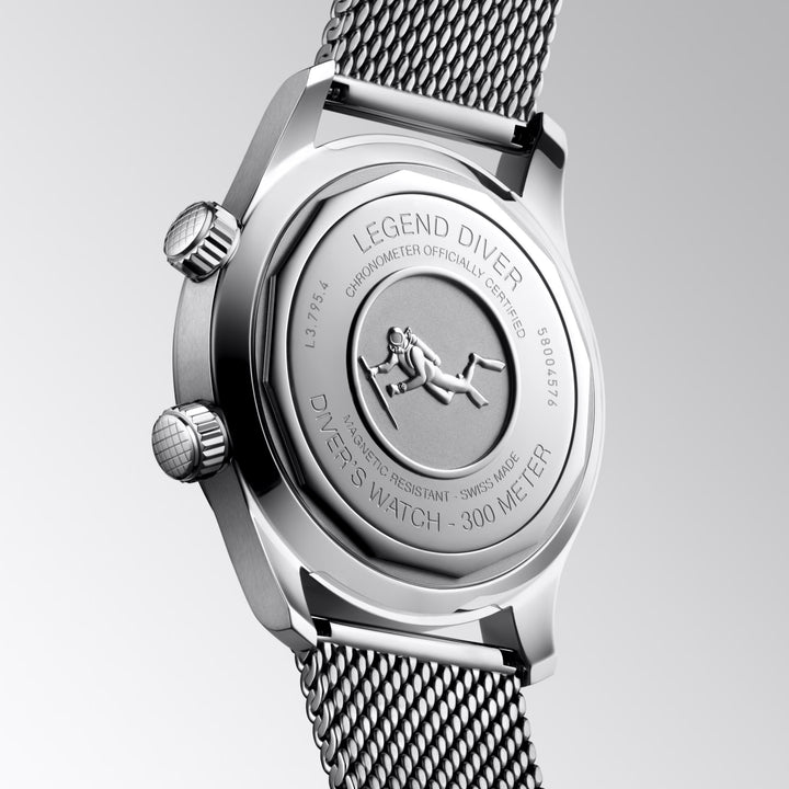 Longines orologio Legend Diver 59 42mm nero automatico acciaio L3.795.4.59.9