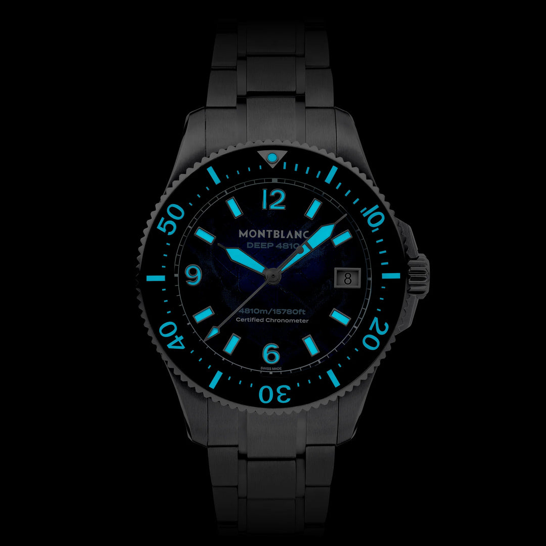 Montblanc orologio Iced Sea 0 Oxygen Deep 4810 43mm blu automatico titanio 135634