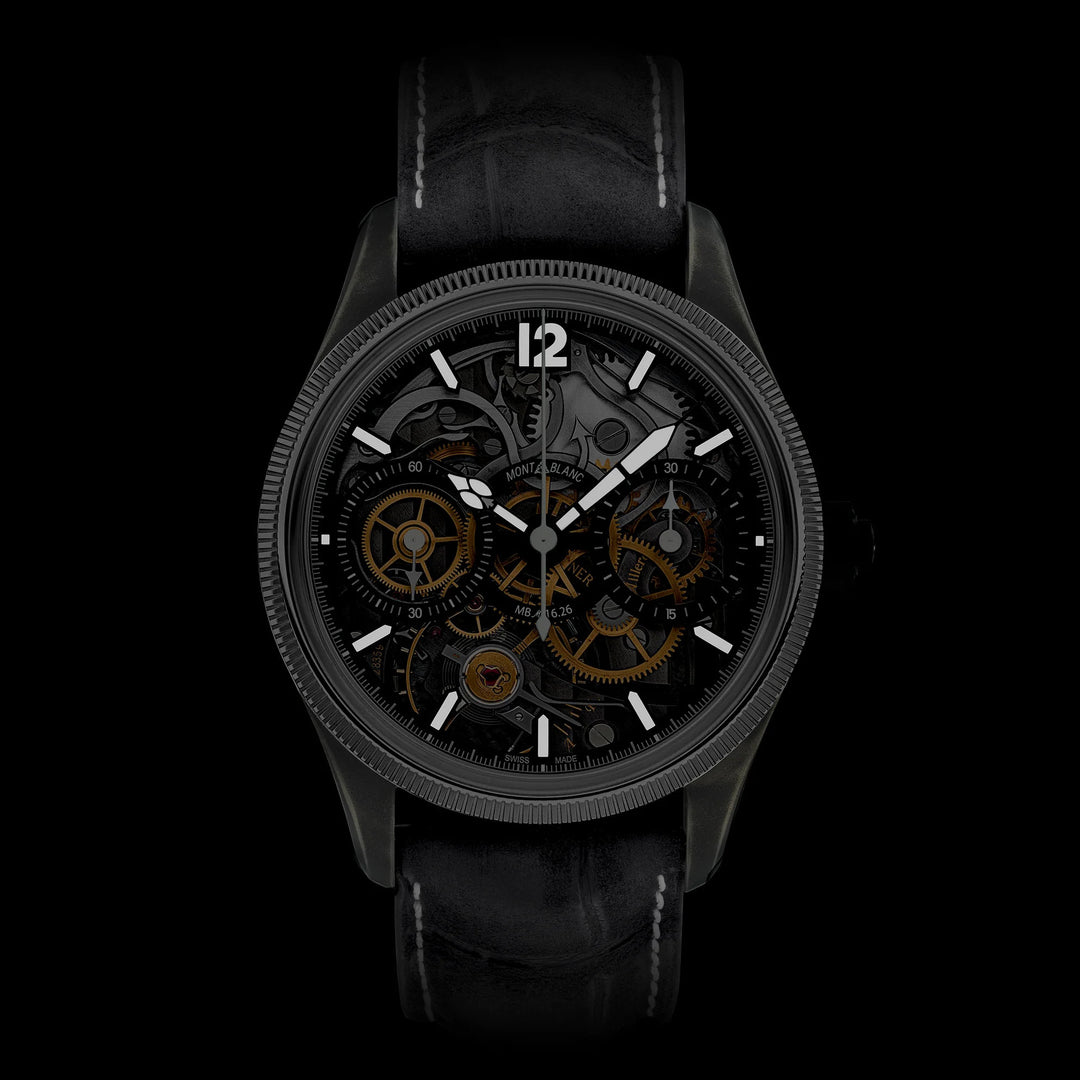 Montblanc orologio 1858 The Unveiled Secret Minerva Monopusher Chronograph Edizione Limitata - 88 esemplari 43mm scheletrato manuale acciaio 131155