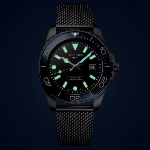 Longines orologio Hydroconquest 42mm nero automatico acciaio L3.788.4.90.6