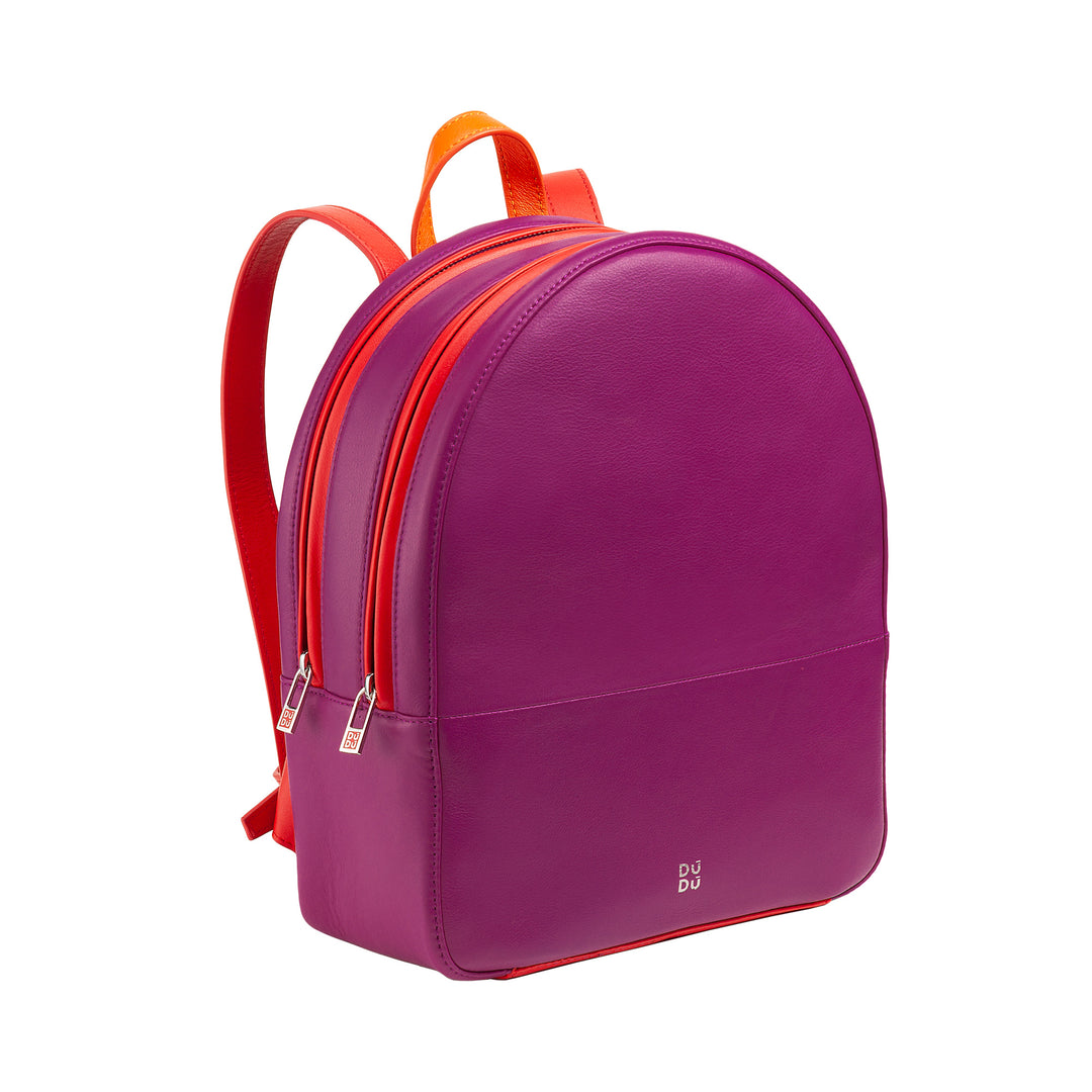DUDU Zainetto Donna Colorato Estivo in Pelle Morbido Zaino Multicolor con Doppia Cerniera Zip
