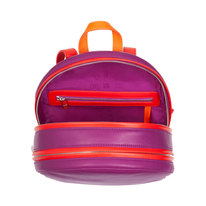 DUDU Zainetto Donna Colorato Estivo in Pelle Morbido Zaino Multicolor con Doppia Cerniera Zip