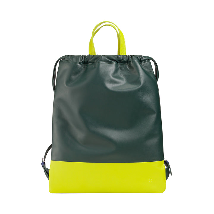 DUDU Zaino a Sacca in Pelle da Donna Sportivo di Moda Borsa Sacchetto con Coulisse e Spallacci Sottili in Pelle