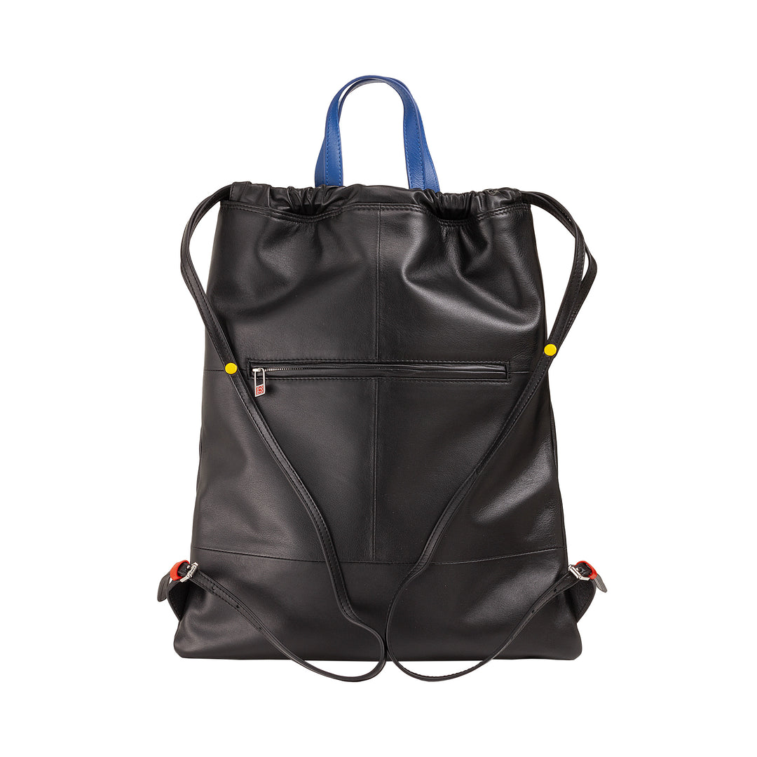 DUDU Zaino a Sacca in Pelle da Donna Sportivo di Moda Borsa Sacchetto con Coulisse e Spallacci Sottili in Pelle