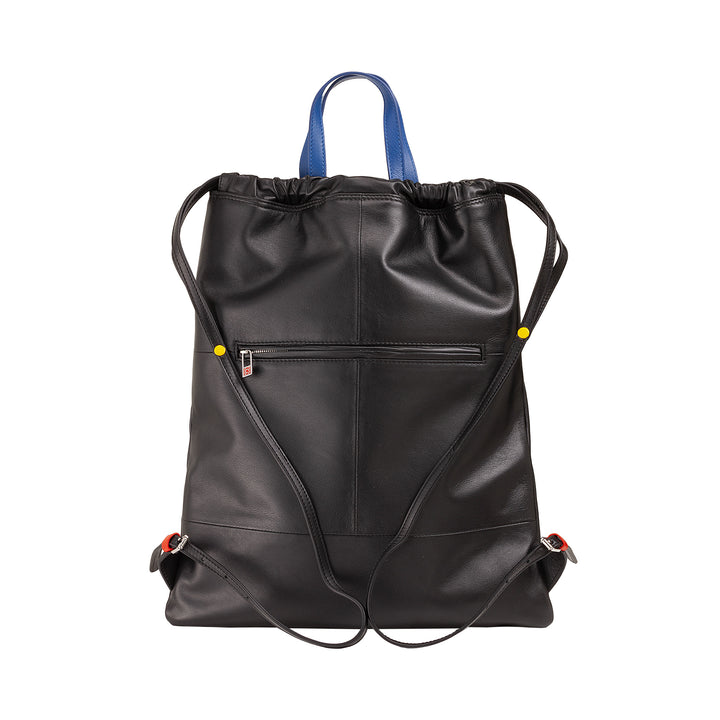 DUDU Zaino a Sacca in Pelle da Donna Sportivo di Moda Borsa Sacchetto con Coulisse e Spallacci Sottili in Pelle