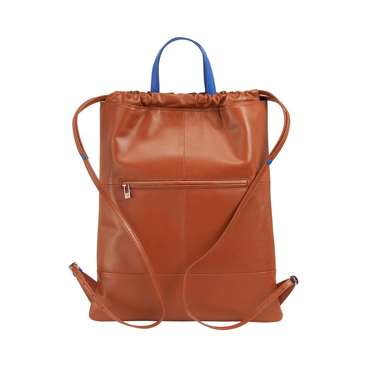 DUDU Zaino a Sacca in Pelle da Donna Sportivo di Moda Borsa Sacchetto con Coulisse e Spallacci Sottili in Pelle