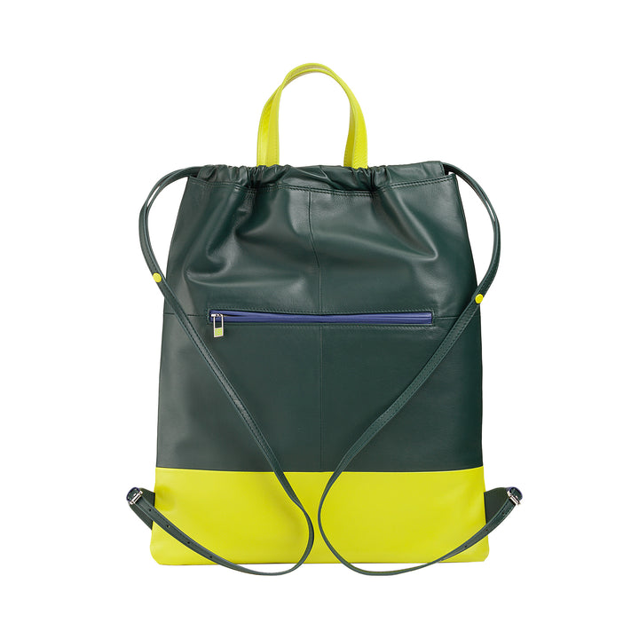 DUDU Zaino a Sacca in Pelle da Donna Sportivo di Moda Borsa Sacchetto con Coulisse e Spallacci Sottili in Pelle