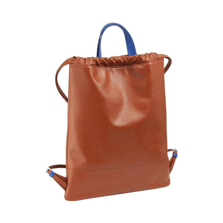DUDU Zaino a Sacca in Pelle da Donna Sportivo di Moda Borsa Sacchetto con Coulisse e Spallacci Sottili in Pelle