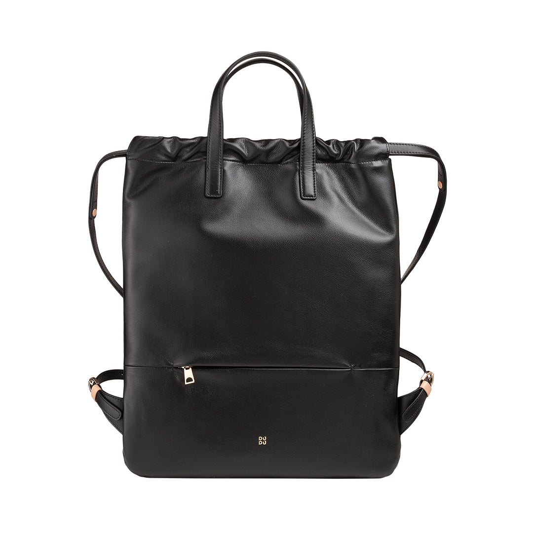 DUDU Zaino Donna a Sacca in Morbida Pelle, Zaino con Coulisse e Bottone Magnetico, Doppia Maniglia, Zaino Semplice Elegante