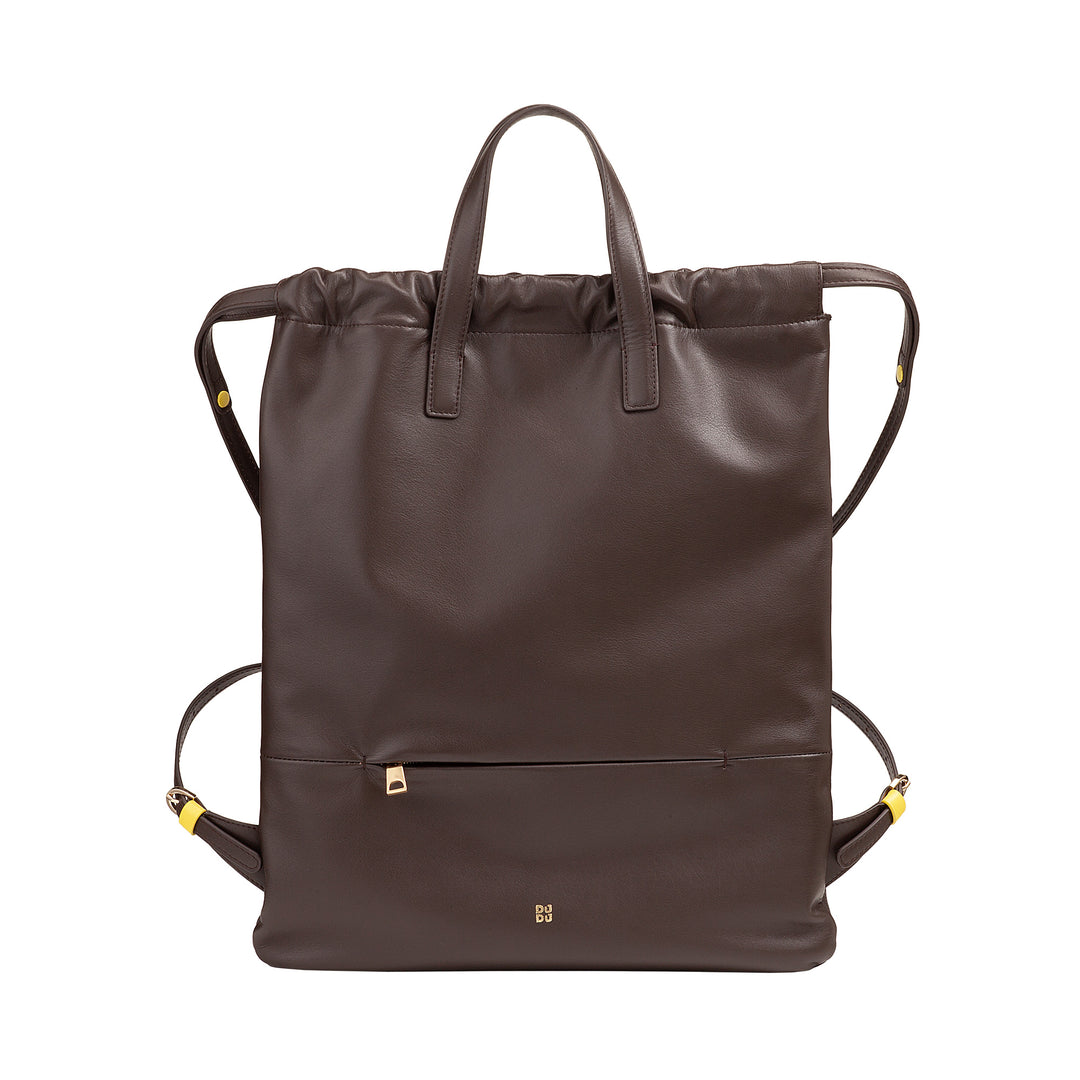 DUDU Zaino Donna a Sacca in Morbida Pelle, Zaino con Coulisse e Bottone Magnetico, Doppia Maniglia, Zaino Semplice Elegante